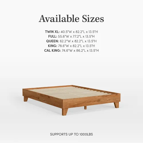 Miniatura 7 de Base de cama, fabricada en EE. UU. con 100% madera de pino norteamericano, base sólida para colchón con tablillas de pino prensado, instalación sin