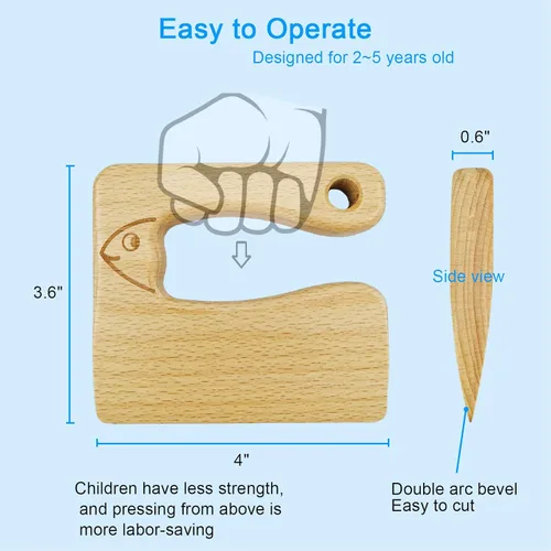 Miniatura 3 de LUOLAO Cuchillo de madera para niños para cocinar y cortar frutas de verduras de forma segura, herramientas de cocina para niños, regalos de Navidad