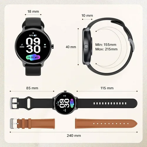 Miniatura 9 de Smart Watch for Women Men, 1.27" HD AMOLED Stylish Smartwatch (Answer/Call) for iPhone/Android/Samsung, Fitness Tracker with 120+ Sport Modes, Heart