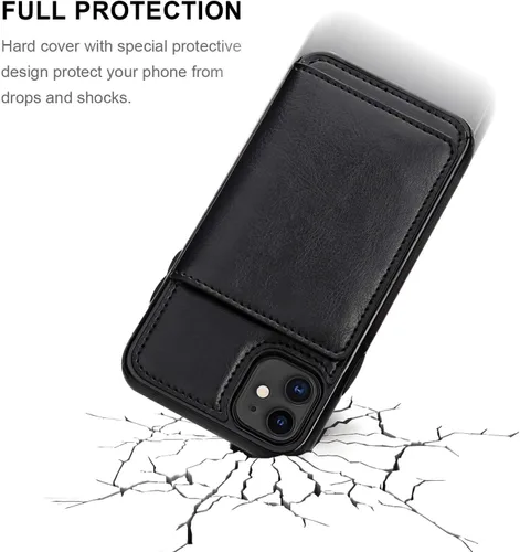Miniatura 5 de KIHUWEY Funda compatible con iPhone 11 con tarjetero y soporte para tarjetas de crédito, de cuero de primera calidad, duradero, a prueba de golpes