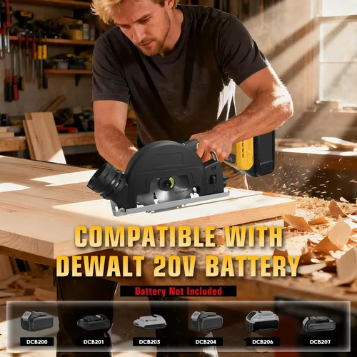 Miniatura 7 de Mini sierra circular para batería Dewalt de 20 V, 12000 rpm, sierra circular pequeña sin escobillas de 4 pulgadas, profundidad de corte de 0.8