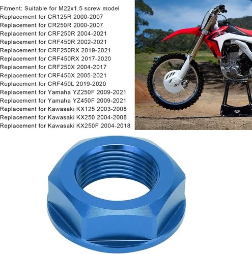 Miniatura 2 de Fydun M22x1.5 - Tuerca de bloqueo de eje de rueda de aluminio para motocicleta, repuesto para para (azul)
