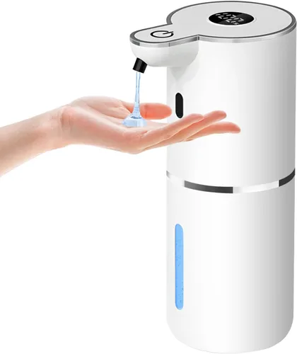 Dispensador Automático de Jabón Líquido, 6 Niveles Ajustables, Dispensador de Jabón de Montaje en Pared, Recargable por USB con Pantalla LED, 12.8oz