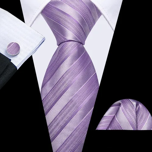 Miniatura 329 de Barry.Wang Juego de corbatas para hombre, corbata de seda a rayas, tejido a cuadros, gemelos formales, negocios, boda