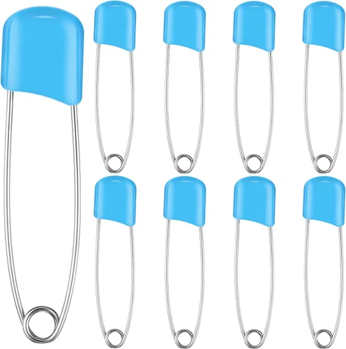 Miniatura 19 de 50 unidades de pines de seguridad para pañales con cabeza de plástico de 5,6 cm, pines de pañal con cierres de bloqueo, acero inoxidable con bolsa