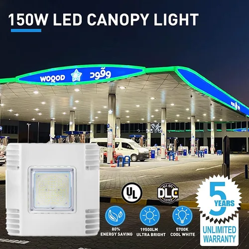 Miniatura 2 de OSTEK Luz LED para toldo, luz de estación de gas de grado comercial de 150 W, luz diurna de 5700 K, 21000 lm, montaje en superficie, lámpara