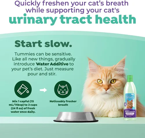 Miniatura 3 de TropiClean Fresh Breath Cat - Aditivo de agua dental + soporte para el tracto urinario, con extracto de arándano, limpieza de dientes y solución
