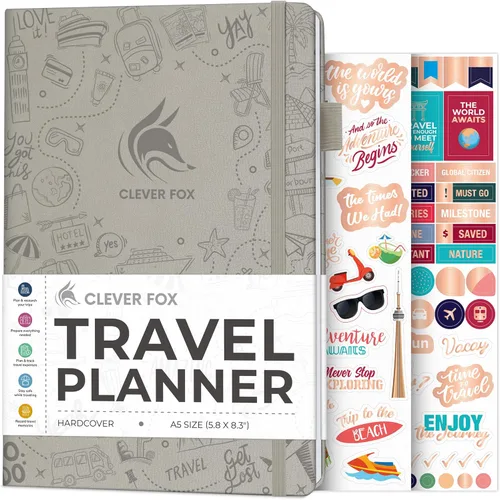 Miniatura 24 de Clever Fox Bolsillo para diario de viaje, organizador de itinerarios de vacaciones y viajes por carretera, diario de memoria de viaje, cuaderno