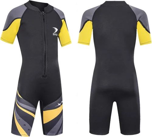 Miniatura 7 de ZCCO Traje de neopreno corto de neopreno de 0.098 pulgadas de una pieza para niños y niñas, ideal para nadar, surfear y bucear deportes acuáticos