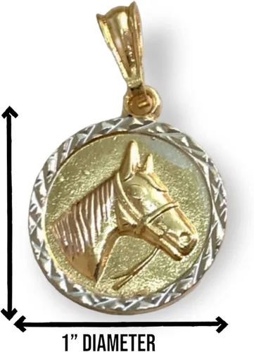 Miniatura 4 de Colgante de cabeza de caballo ecuestre medallón en oro laminado 18 quilates