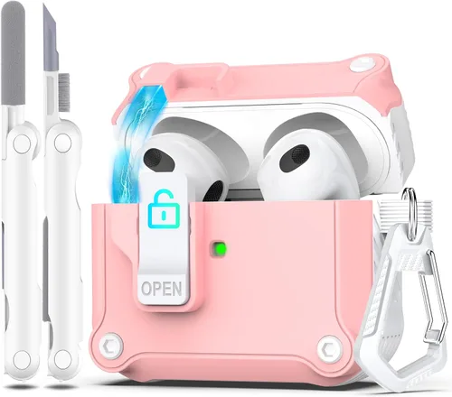 Miniatura 81 de R-fun - Funda para audífonos compatible con AirPods de 4.ª generación 2024, cubierta protectora de expulsión automática a prueba de caídas, puerto