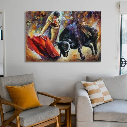 Miniatura 6 de Pintura artística de pared taurina española, decoración del hogar, pintura al óleo sobre lienzo, póster y arte de pared, impresión moderna