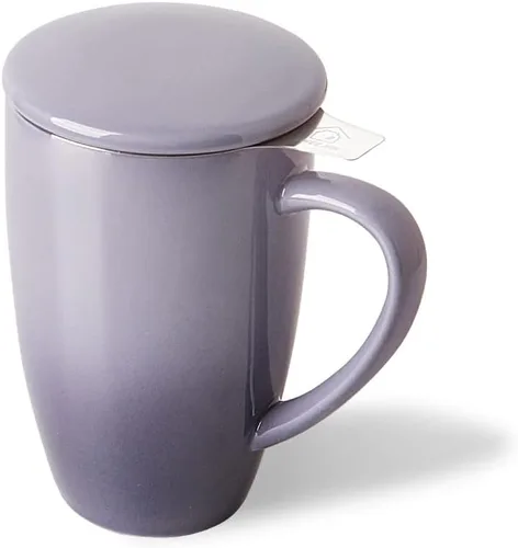 Sweejar Taza de té de porcelana con infusor y tapa, tetera con filtro, máquina de té para hojas sueltas, 16 onzas líquidas para té, café, leche,
