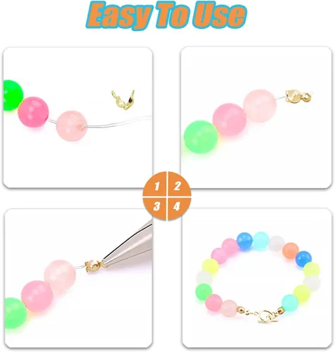 Miniatura 6 de El juego de 450 accesorios para fabricación de joyas incluye 200 conectores de anillo de salto abierto, 200 puntas de cuentas, cubiertas de nudo