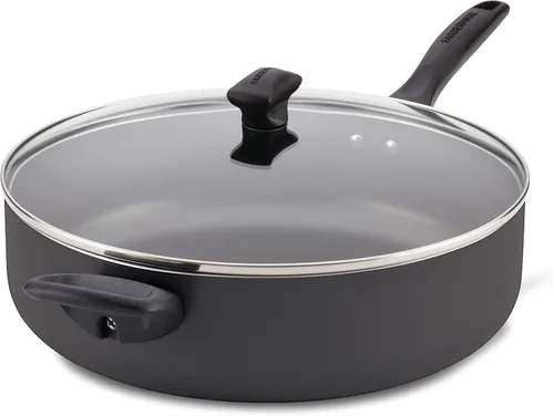 Farberware Sartén Jumbo/Para Saltear Antiadherente Apta para Lavavajillas con Mango Auxiliar - 6 Cuartos, Negro