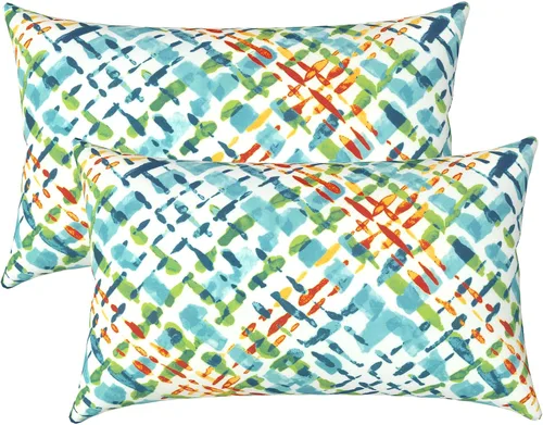 Miniatura 93 de LVTXIII Juego de 2 almohadas lumbares para patio, 12 x 20 pulgadas, resistentes a la decoloración, para exteriores con interiores, cojines lumbares
