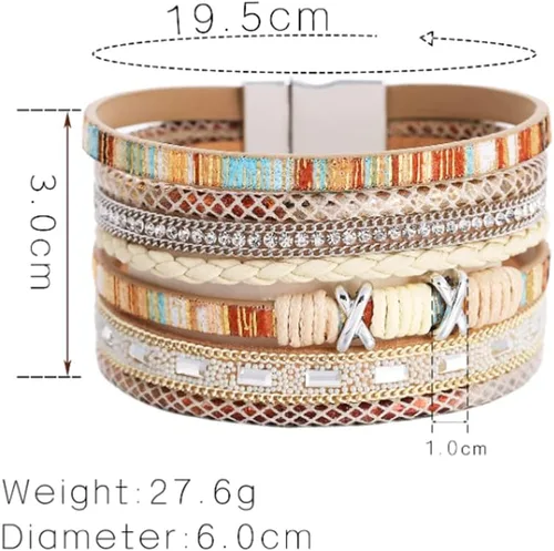 Miniatura 7 de Pulsera multicapa de cuero Pulsera de señoras cierre de mujer