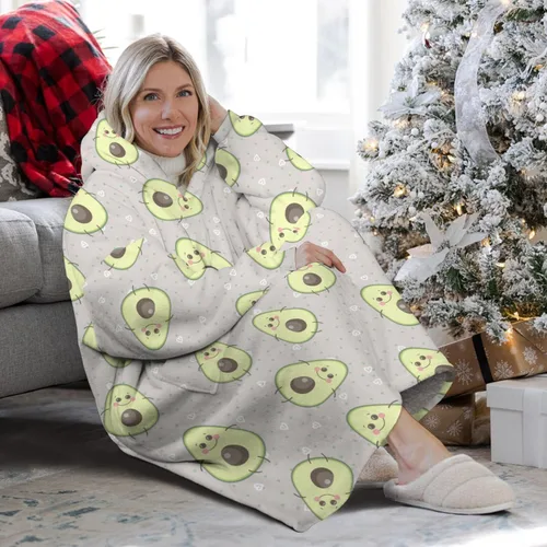 Miniatura 3 de Wearable Oversized Blanket,Sherpa Blanket Hoodie with Super Pockets,Super Warm Fuzzy Pullover for Women & Men