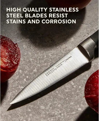 Miniatura 4 de Chicago Cutlery Insignia Triple Rivet Poly (18 piezas) Juego de bloques de cuchillos de cocina con bloque de madera y afilador integrado, mangos