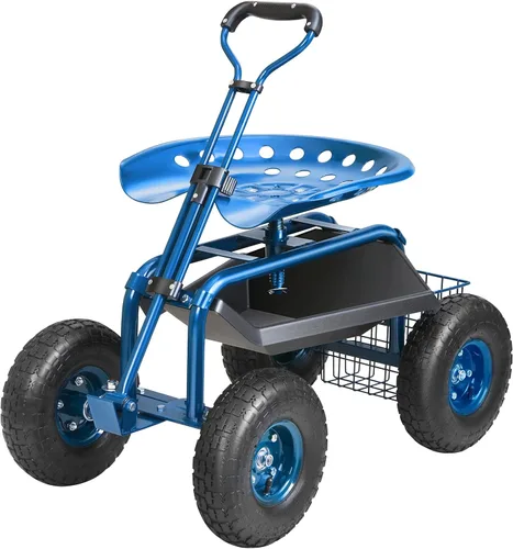 Miniatura 15 de VEVOR - Carro de jardín con asiento de trabajo rodante con ruedas, taburete de jardinería para plantación, asiento giratorio de 360 grados, vagón