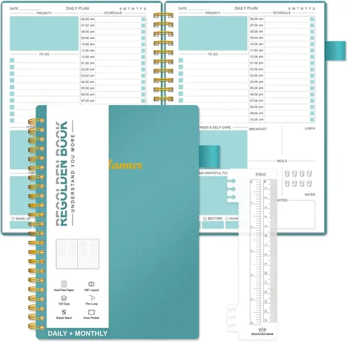 Agenda semanal diaria sin fecha, agenda diaria para lista de tareas, planificador mensual anual académico, diario de productividad y organizadores
