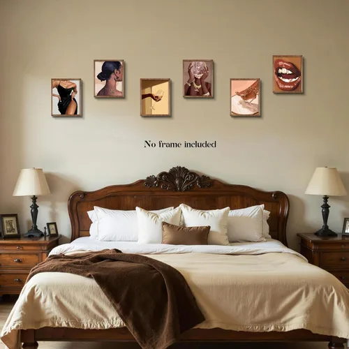 Miniatura 9 de WIARTSH Black Girl - Juego de 9 lienzos abstractos de mujer afroamericana, arte moderno de melanina de moda para sala de estar, dormitorio