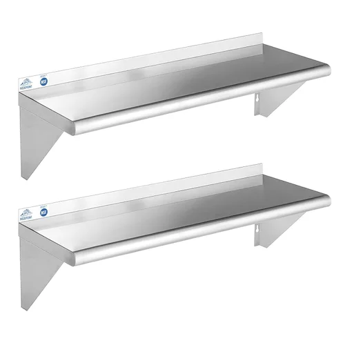 Miniatura 23 de ROCKPOINT Estante de acero inoxidable de 12 x 24 pulgadas, 250 libras, estantes comerciales de metal NSF para montaje en pared, estantería flotante