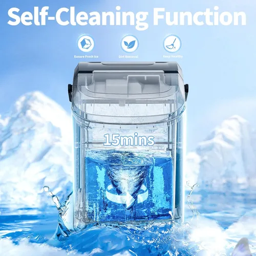 Miniatura 3 de Máquina de hielo para encimera Nugget con hielo de pellets suave masticable, máquina de hielo portátil Pebble, 34 libras por día, autolimpiante
