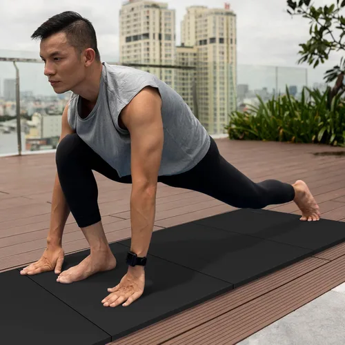 Miniatura 7 de BalanceFrom 6x4 Feet 4-Panel Folding Gymnastics Mat – 2-Inch Thick Pad with Vinyl Surface and Carrying Handles for Tumbling, Yoga, Pilates, Home