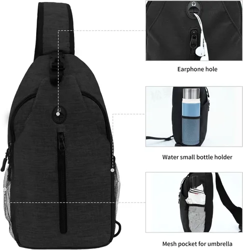 Miniatura 5 de angel wish Bandolera Crossbody-Bag Mochila para mujer y hombre, mochila de excursión en el pecho con bolsillo para botella de agua, mochilas