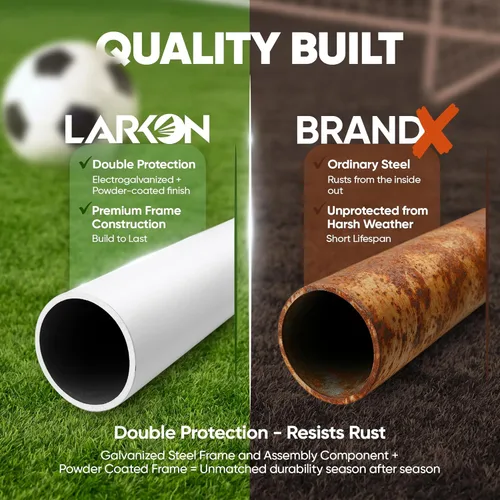 Miniatura 5 de Portería de fútbol 12×6 – Larkon – Tamaño para patio trasero, entrenamiento y torneo – Estructura de acero resistente al óxido para niños y adultos
