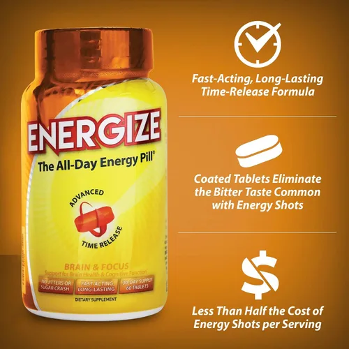Miniatura 3 de iSatori Energize Brain & Focus Píldoras de Cafeína - Píldoras de Energía de Acción Rápida Todo el Día, Potenciador Cerebral, Suplemento de Energía
