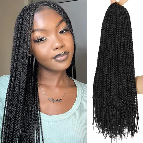 Miniatura 12 de Trenzas de Ganchillo Senegalesas Twist Cabello de Ganchillo 7 Paquetes Pre Enrollado Micro Trenzas Senegalesas Twist Cabello Trenzado Trenzas