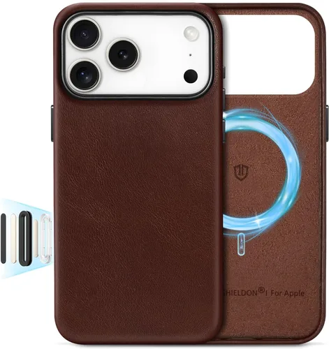 Miniatura 19 de SHIELDON Funda de cuero genuino para iPhone 17 Pro Max de 6.9 pulgadas 2025, [botón de la cámara actualizado], compatible con Magsafe, carga Azul