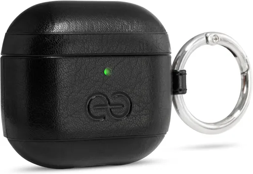 Miniatura 25 de Dreem Om - Funda para estuche con clip para llavero compatible con AirPods 1 y 2, funda de cuero vegano para Airpods para hombres y mujeres, Negro