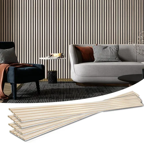 Miniatura 10 de Art3d Paneles acústicos de listones de madera para decoración elegante y reducción de ruido, panel texturizado 3D para techo y pared, paquete