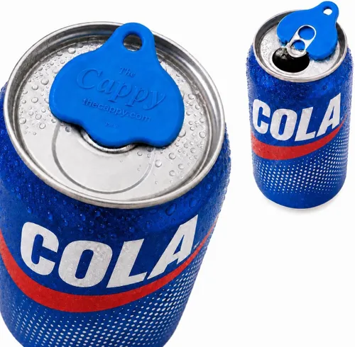 The Cappy - Abrelatas de bebidas reutilizables (paquete de 4), se adapta a todas las latas estándar, combinaciones de colores surtidos