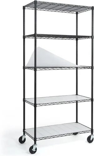 Miniatura 20 de CAPHAUS NSF - Estantería de alambre de grado comercial de alta resistencia con ruedas, patas niveladoras y forros, estante de metal