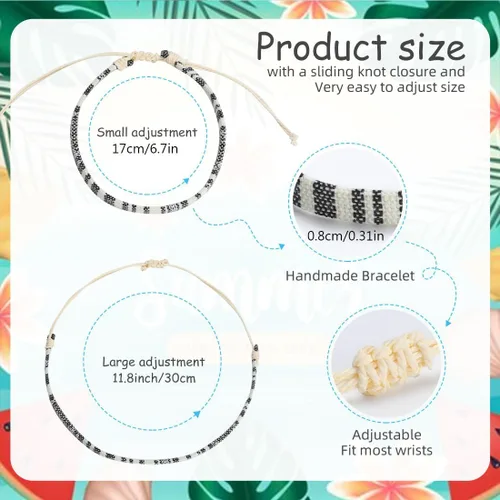 Miniatura 6 de Conjunto de pulseras de playa para hombres y mujeres, pulseras para hombres, pulseras bohemias hechas a mano, pulseras envolventes de joyería
