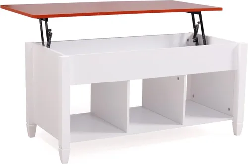 Miniatura 9 de LAZYMOON Mesa de centro elevable, compartimento de almacenamiento de escritorio para computadora portátil, muebles para el hogar de madera maciza