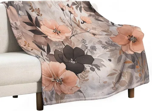 Miniatura 35 de Manta decorativa moderna de flores de acuarela, manta floral de primavera y verano, manta de 30 x 40 pulgadas, súper suave y acogedora para sofá