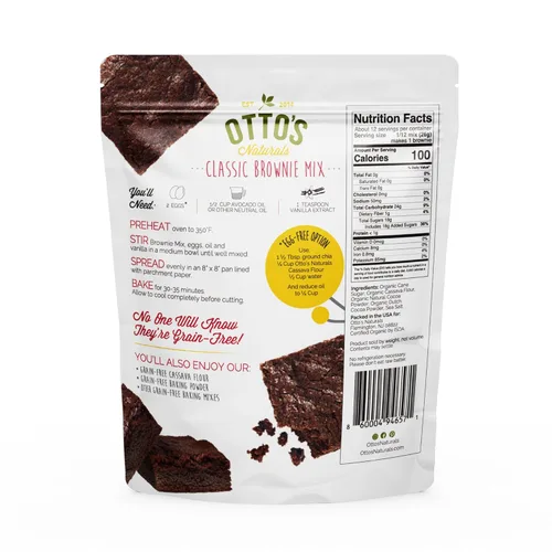 Miniatura 3 de Mezcla de brownie clásica sin granos de Otto's Naturals, 11.1 Oz., Libre de los 9 principales alérgenos, harina de yuca orgánica, sin gluten,