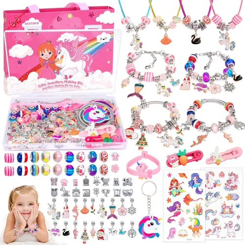 SUZUTOY Kit de fabricación de pulseras para niñas, regalos de unicornios para niñas, artes y manualidades para niños de 4, 5, 6, 7, 8, 9, 10, 11,