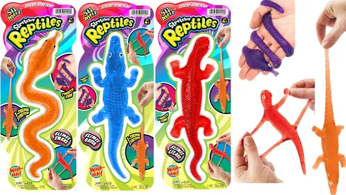 JA-RU - Reptiles pegajosos súper elásticos de serpiente, lagarto y cocodrilo (3 unidades surtidas) por JA-RU. Juguete de regalo de fiesta para