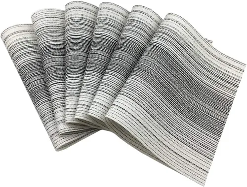 Miniatura 3 de Mantel individual, Color Mezclado Mantel Individual de Vinilo Tejido Duradero Lavable Resistente al Calor Antideslizante Manteles de Mesa para Negro