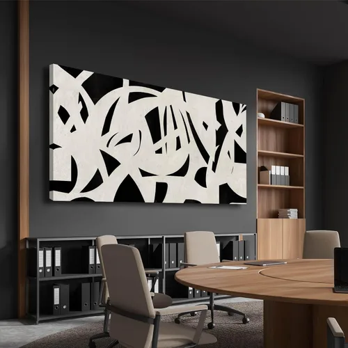 Miniatura 4 de Arte de pared geométrico de mediados de siglo, decoración moderna en blanco y negro, cuadros para paredes, lienzo fotográfico para sala de estar