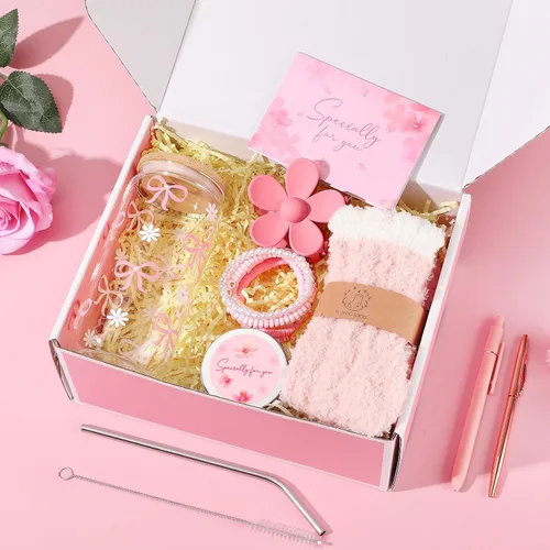 Miniatura 5 de Regalos de Cumpleaños para Mujeres y Niñas Adolescentes, Set de Regalo en Cesta para Niñas Adolescentes, Caja de Cumpleaños Feliz con Juego de Tazas
