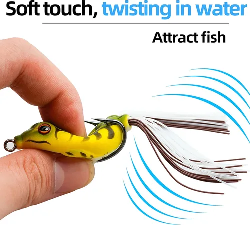 Miniatura 3 de Rikiamru Señuelos de pesca de rana suave cebo para lucio, cabeza de serpiente, trucha, agua salada, Swimbait