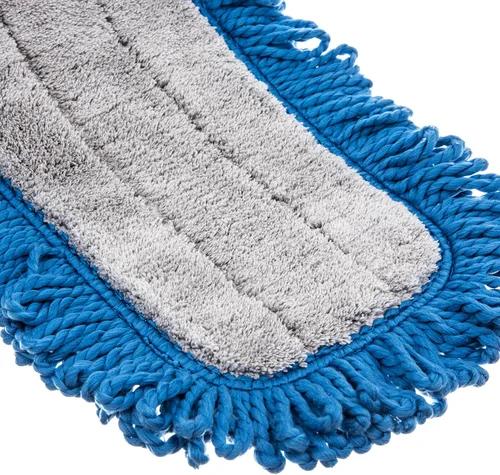 Miniatura 4 de FLO-PAC - Almohadilla para trapeador seco, flecos en bucle con centro de microfibra para limpieza de suelos y paredes, 18 pulgadas, azul