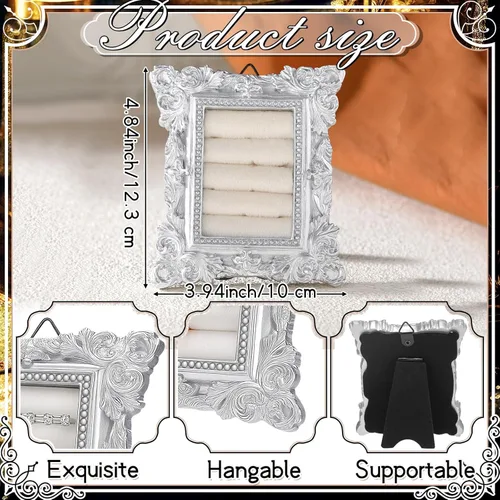 Miniatura 2 de Liliaafar Soporte de anillo vintage rectangular plateado soporte de exhibición para aretes, bandeja de exhibición de aretes, aniversario